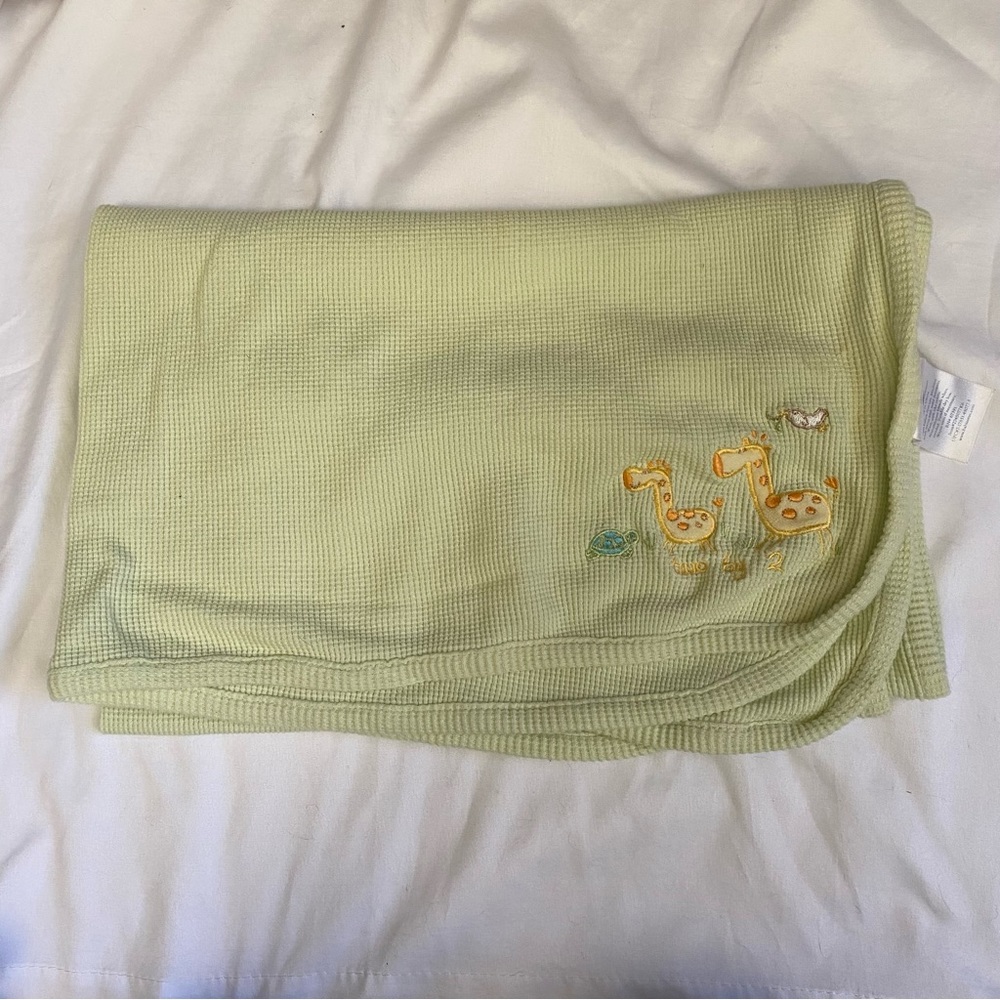 Koala Baby Green Yellow Giraffe Safari Blanket Thermal Waffle Weave Lovey